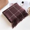 Celebridade da Internet Xale Cachecol Quente de Cashmere Xadrez Estilo Coreano Unissex Moda Outono e Inverno Cachecol com Franjas Versátil