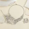Collar Vintage Estilo Corte Transfronterizo, Pendientes, Pulsera, Juego de Joyería de Cristal, Accesorios de Moda de Alta Gama para Bodas y Banquetes