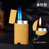 Longda 289 Creative Three-fire Langsheng Lighter Inflável Duplo Direto Chama Azul Mudança Brilhante Máquina de Fogo Personalidade Gravação log