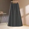Falda Casual de Moda de Cintura Alta con Lazo para Mujer, Nuevo Estilo de Verano, Falda de Longitud Media, Adelgazante, Cubre Cadera, Amplia y Acampanada