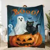 Bestseller transfronterizo de Amazon: Manta de franela con diseño de calabaza de Halloween, manta para fiesta en el sofá con diseño de murciélago