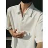 Verão Novo Estilo Old Money Solto Casual Camisa OLO Camiseta de Manga Curta Top Masculino H1083 Branco Nenhum