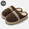 Chinelos de algodão listrados para homens, chinelos de inverno para casa, quentes e antiderrapantes, com sola macia, para uso doméstico, atacado