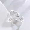 Celebridad de Internet Xiaohongshu Moda Exquisito Simple Cepillado Plata Esterlina Circonita Incrustada Anillo Abierto Ajustable Sensación de Alta Gama Joyería de Mano