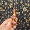 Cabaça de Madeira de Pessegueiro Fulminada Natural Presente da Fortuna Pingente Portátil para Carro Pingente para Cortina de Porta Decoração de Casa