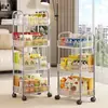 Carrinho de Acrílico Transparente Prateleira de Armazenamento para Banheiro Prateleira de Lanches ao Lado da Cama Móvel de Chão Prateleira de Armazenamento de Cosméticos de Múltiplas Camadas