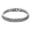 Pulseira de Aço Inoxidável Polida em Quatro Lados com Malha Dupla Estilo Hip-Hop Minimalista Unissex Pulseira Cubana Simples Pulseira com Fecho