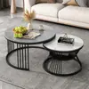 Mesa de café de losa de roca nórdica Sala de estar de apartamento pequeño Uso doméstico Estilo minimalista Mesa de café redonda de mármol Mesa Luz de lujo Moderna Simple