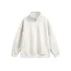 2026 Principios de Otoño Sudadera Pesada Blanca y Gris Media Cremallera Cuello Alto Pulóver para Hombre Casual Americano Primavera/Otoño Solapa Superior