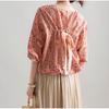 Refrescante blusa top de algodón de seda de mora con manga murciélago y lazo en la espalda