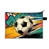 Cartera para monedas grande de temática de fútbol nueva de Temu transfronteriza, bolsa simple cuadrada para almacenamiento de papelería, estuche para lápices de gran capacidad para estudiantes
