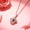 Collar de Acero de Titanio con Proyección de Trébol de Cuatro Hojas Transfronterizo para Mujer, Cadena para Clavícula con Incrustaciones de Circonia Estilo Moda Coreana Ins, Regalo de San Valentín