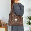 Bolso de Hombro con Estampado de Leopardo Nuevo para Otoño e Invierno Bolso de Mano Retro de Gamuza Gran Capacidad Bolso Tote Casual Versátil Bolso de Mano