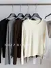 Camiseta de manga larga con cuello redondo, estilo minimalista, para mujer, otoño 2026, básica, corte holgado, adelgazante, versátil, disponible en varios colores