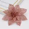 Decoração de Natal Flor de Natal 15cm Flor Artificial com Pó Dourado Árvore de Natal Guirlanda de Presente de Feriado Decoração de Casa