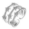 Exportar a Europa y América Anillo Sencillo Blanco Estrella de Diamante AliExpress wish Joyería de Circonita Diamante Caliente