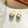 Pendientes de perlas elegantes estilo retro de Hong Kong con baño de cobre y oro auténtico, pendientes elegantes para dama, estilo sencillo, pendientes de moda T88