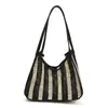 Bolso de Hombro para Mujer Estilo Coreano Ins Bolso Tejido a Rayas Gran Capacidad Bolso de Hombro para Debajo del Brazo para Mujer Bolso de Moda para el Trabajo para Mujer
