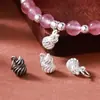 Colgante Mini Calabaza Patrón Espiral Hueco Plata de Ley S925 Encanto Pequeña Calabaza Cuerda de Hilo Hecha a Mano DIY Materiales para Enhebrar Cuentas