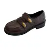Mocasines estilo británico para mujer con hebilla de metal, nueva colección otoño 2026, versátiles y adecuados para el trabajo, con cierre de velcro, en un estilo clásico "old money", zapatos pequeños de piel
