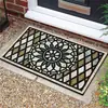Tapete de Piso de Azulejo Floral Retrô Estilo Americano Transfronteiriço para Entrada, Resistente a Manchas e Fácil de Manter, Tapete de Entrada de Veludo Cristal Doméstico