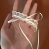 Gargantilla de Encaje Blanco Super Hada Collar para Clavícula con Lazo para Niña Diseño de Nicho Collar Largo Apilado de Doble Capa