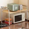 Estante para microondas de cocina estilo mediados de siglo, estante para horno de encimera, estante de almacenamiento multifuncional extraíble para olla arrocera