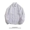 Camisa masculina de manga comprida outono e verão ins camisa estampada masculina estudante estilo coreano moderno solta estilo Hong Kong casaco fino