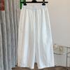 Pantalones Artísticos de Papel Fino Color Blanco Crudo Estilo Retro Japonés 2026 para Mujer, Pantalones de Pierna Ancha con Tiro Alto Forma de Zanahoria Veraniegos para Mujer