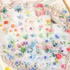 Pegatinas PET translúcidas impermeables con motivos florales para journaling DIY y decoración de diarios, pegatinas de plantas y flores frescas y delicadas transfronterizas