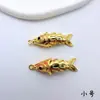 Pingente de Peixe Koi Móvel Cor Preservada Banhado a Ouro Cobre DIY Colar Pulseira Pingente Artesanal com Charme "Prosperidade"