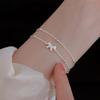 Nalan S925 Pulseira de Diamante em Prata Esterlina com Arco de Dupla Camada Corrente de Pé Distintivo de Conta Redonda de Sentido Avançado Simples S5339