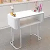 Mesa de Manicura Estilo Crema, Set Multifuncional de Vidrio Estilo Japonés Blanco para una Persona, Estación de Manicura Simple de Lujo Ligero para Uso Doméstico con Almacenamiento