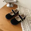 Zapatos de Princesa de Terciopelo para Niñas 2026 Primavera Nuevo Estilo Zapatos Simples de Suela Blanda para Niños Pequeños Zapatos Planos para Estudiantes y Abuelas