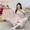 Pijama lindo de cachorro de manga larga para mujer, primavera, otoño, verano, algodón nube de manga corta, pantalón largo, conjunto de tres piezas, ropa de casa de dibujos animados