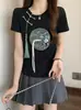 Nueva Camiseta Blanca Bordada de Estilo Chino para Mujer para Verano, Diseñada para Favorecer Figuras de Tallas Grandes, con un Estilo Chino Moderno y Mangas Cortas de Hombro Normal