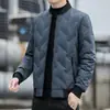 Nova Jaqueta de Penas Masculina Gola Baseball Cardigã Fofo Top Jaqueta de Penas de Pato Cinza Jaqueta de Inverno Casual Masculina Homens