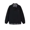 Moletom Novo de Lã Outono/Inverno 2025 Masculino Costura Colorida Contrastante Falso Duas Peças Moletom Tendência Moda Masculina High Street Versátil