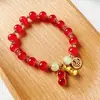 Pulsera para Mujer Good Things Cacahuete Pulsera para Mujer Ágata Imitación Pulsera Hecha a Mano con Cuentas Pulsera Elástica Estilo Chino Nuevo Pulsera