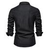 Camisas de Manga Larga para Hombre 2022 Nuevo Otoño Algodón Elástico Denim Camisas Slim para Hombre Tops Casuales para Hombre Camisas de Mezclilla para Hombre Ropa de Diseño
