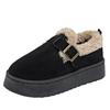 Plataforma Nova de Comércio Exterior Transfronteiriço Sapatos de Algodão de Corte Baixo com Solado Grosso e Pelo para Mulheres Inverno Nordeste Bico Redondo Tamanho Grande Sapatos Femininos