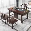 Nova Mesa de Chá e Cadeira Estilo Chinês Madeira Maciça Pequena Mesa de Chá Kung Fu Conjunto de Chá Simples Integrado para Varanda Doméstico Mesa de Chá de 1,2 m