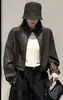 Chaqueta corta de cuero PU de alta gama, estilo dulce y fresco, con cuello alto para mujer, novedad otoño 2026, chaqueta de cuero tipo biker holgada con cordón, casual