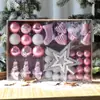 Bolas de Natal Bolas Plásticas Acessórios de Decoração para Árvore de Natal Caixas com Grade de Nove Quadrados 6 Bolas Pintadas Conjunto de Bolas de Formato Especial