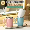 Vaso para enjuague bucal de acero inoxidable 304, vaso para cepillo de dientes doméstico, vaso de lavado para parejas, alto valor estético, con asa, doble capa, engrosado, anticaída