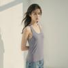 Chal de Color Contrastante Tencel Lyocell Nuevo para Mujer Casual Urbano Camiseta de Punto para Abajo Top Mbh056