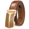 Cinturón de Cuero Genuino en Stock, Cinturón de Cuero Genuino para Hombres de Negocios con Hebilla Automática, Moderno y Versátil para el Viaje Diario, Cinturón de Cintura para Hombre