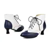 Botas Martin versátiles de gran tamaño para otoño e invierno, botines de cuero con cordones, punta redonda, suela de goma, antideslizantes, con bloques de color, tacón alto grueso