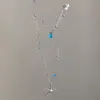 Colar com pingente de estrela-do-mar de vidro com franjas de camada dupla para mulheres, design único, corrente para clavícula, acessório estilo férias na praia