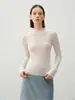 Suéter de lana 160S sin costuras integrado de calibre 18 para mujer, otoño e invierno, cuello medio alto, corte ajustado, estiliza la figura, lavable a máquina, prenda interior de punto